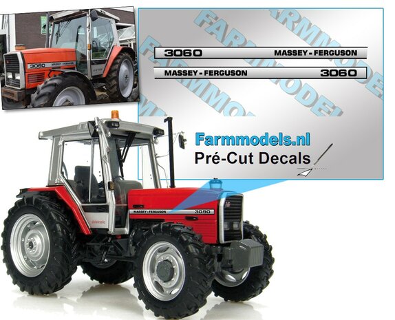 Massey-Ferguson 3060 Typenr. Pr&eacute;-Cut Decals, &nbsp;Geschikt voor motorkap MF 2620 UH, Farmmodels.nl, 1:32