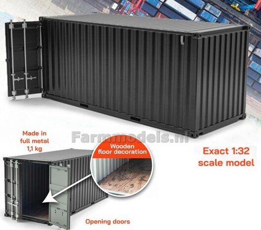 20 Feet BLACK Container 1:32 Die Cast  HOP-1258