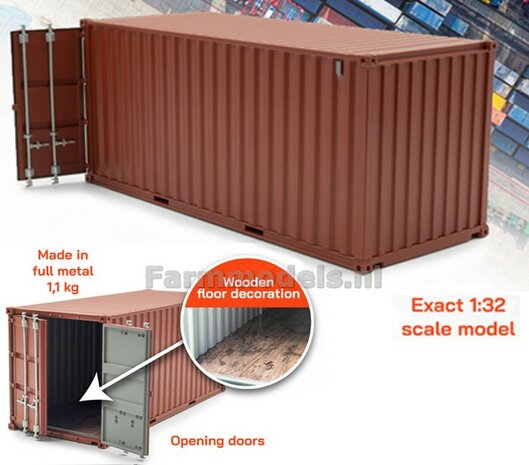 20 Feet BROWN Container 1:32 Die Cast  HOP-1259