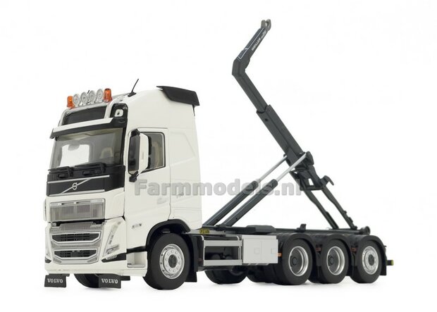 CLEAR WHITE HOOKLIFT VOLVO FH5 8x4 met Meiller haakarm incl. gratis stickerset WERKVERKEER 1:32 MargeModels  MM2235-01 