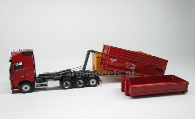 CLEAR WHITE HOOKLIFT VOLVO FH5 8x4 met Meiller haakarm incl. gratis stickerset WERKVERKEER 1:32 MargeModels  MM2235-01 