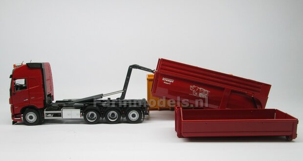 CLEAR WHITE HOOKLIFT VOLVO FH5 8x4 met Meiller haakarm incl. gratis stickerset WERKVERKEER 1:32 MargeModels  MM2235-01 