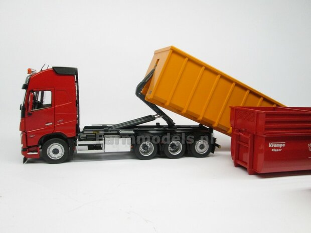 CLEAR WHITE HOOKLIFT VOLVO FH5 8x4 met Meiller haakarm incl. gratis stickerset WERKVERKEER 1:32 MargeModels  MM2235-01 