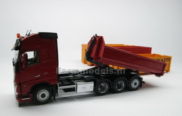 CLEAR WHITE HOOKLIFT VOLVO FH5 8x4 met Meiller haakarm incl. gratis stickerset WERKVERKEER 1:32 MargeModels  MM2235-01 