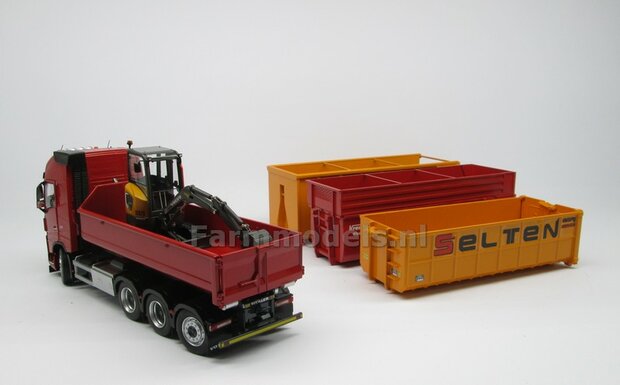 CLEAR WHITE HOOKLIFT VOLVO FH5 8x4 met Meiller haakarm incl. gratis stickerset WERKVERKEER 1:32 MargeModels  MM2235-01 