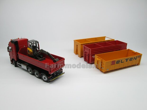 CLEAR WHITE HOOKLIFT VOLVO FH5 8x4 met Meiller haakarm incl. gratis stickerset WERKVERKEER 1:32 MargeModels  MM2235-01 