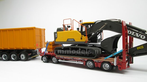 VOORBEELD FOTOS: HOOKLIFT VOLVO FH5 met Farmmodels bouwkits, Krampe haakarmbak van Wiking met opzetschotten, Nooteboom semi-dieplader etc.