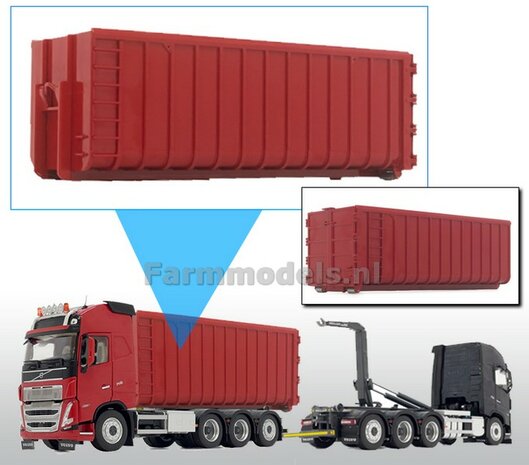 40M3 RED HOOKLIFT CONTAINER, geschikt voor MarGe models vrachtwagens met MEILLER HOOKLIFT  1:32 MM2306-02 