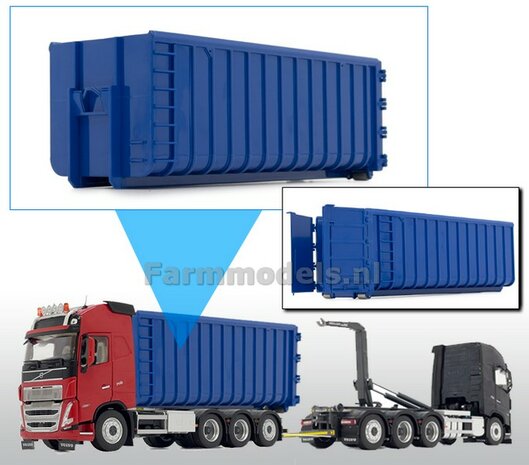 40M3 BLUE HOOKLIFT CONTAINER, geschikt voor MarGe models vrachtwagens met MEILLER HOOKLIFT  1:32 MM2306-01