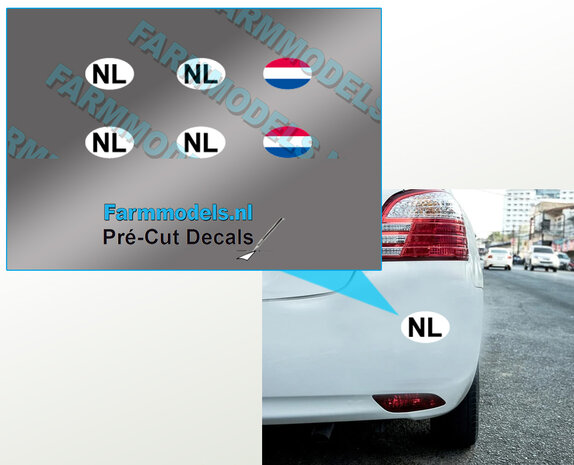 NL landsticker en NL-vlag Pr&eacute;-Cut Decals 1:32 Farmmodels.nl