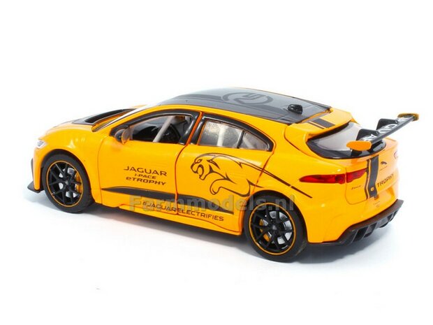 ORANJE Jaguar I-PACE e-TROPHY, Pull back, licht en geluid 1:32   tay32110012