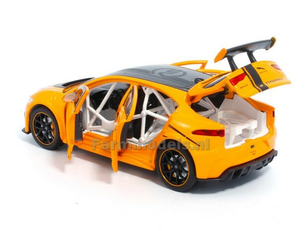 ORANJE Jaguar I-PACE e-TROPHY, Pull back, licht en geluid 1:32   tay32110012