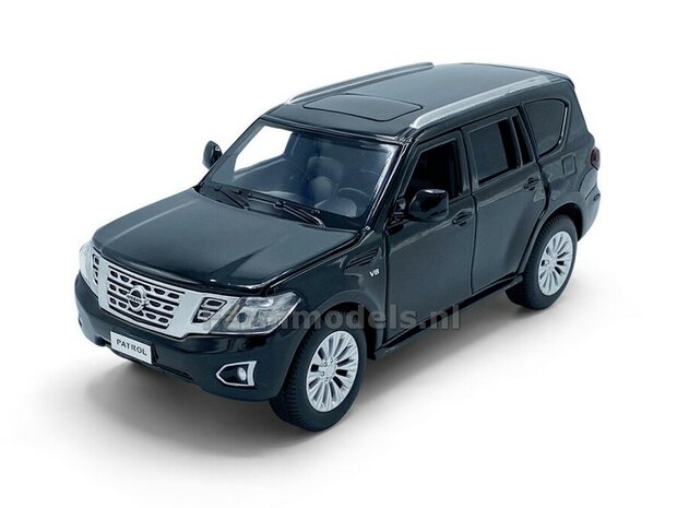 ZWART Nissan Patrol Y62 / Pull back, licht en geluid 1:32  tay32115014 