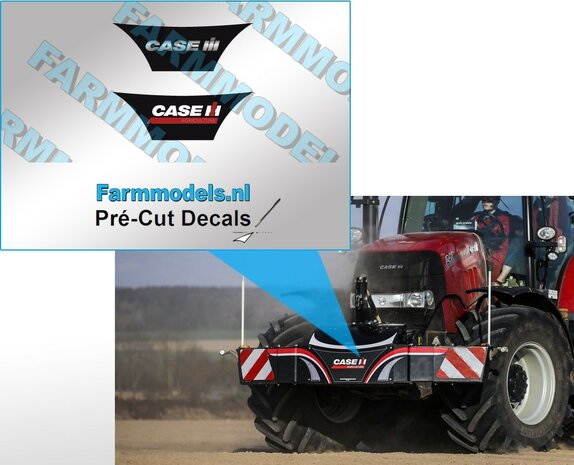 2x Case logo&#039;s tbv UH Safetyweight Artnr 20798 en 20797 WIT op zwarte folie Pr&eacute;-Cut Decals 1:32 Farmmodels.nl