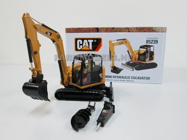 Caterpillar 308E2 CR SB Midigraver + Machinist  &amp; diverse toebehoren 1:32  DCM 85239   