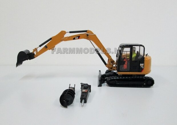 Caterpillar 308E2 CR SB Midigraver + Machinist  &amp; diverse toebehoren 1:32  DCM 85239   