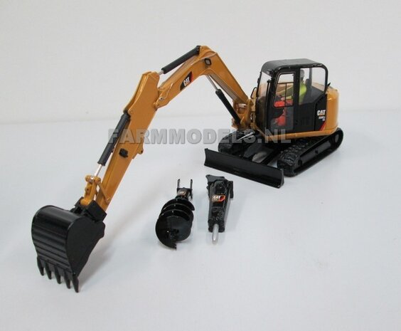 Caterpillar 308E2 CR SB Midigraver + Machinist  &amp; diverse toebehoren 1:32  DCM 85239   