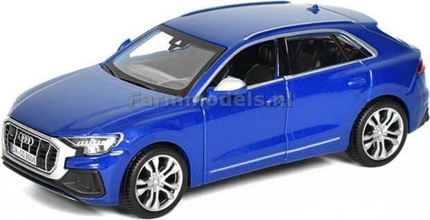 BLAUW Audi SQ8 model 2020  met openslaande deuren Bburago 1:32    43054