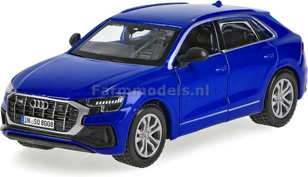 BLAUW Audi SQ8 model 2020  met openslaande deuren Bburago 1:32    43054