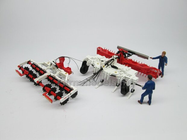 2 machines: MGP Parolin magnum 5m completa 2x grondbewerkingswerktuigen, front- &amp; achterhef  1:32 Agringegno Models