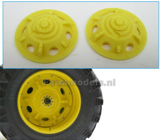 2x  John Deere Wielkom &Oslash; 31 mm, kunststof geel Resin  1:32    04274 CAPS