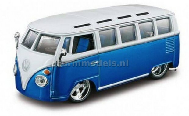 BLAUW/WIT Volkswagen Van &quot;Samba&quot; 1:32 Bburago    42004