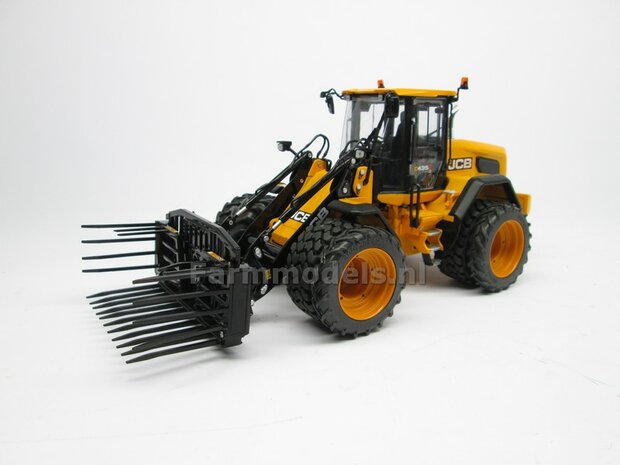 2x brede Shovel banden  &Oslash; 47 mm + Alu. velgen geschikt voor JCB 435 serie Agri Collectables 1:32         