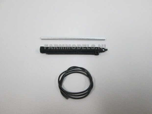 3D Cilinder zwart, Lengte in: 45 mm, Lengte uit: 80 mm, &Oslash; 3.88 mm + 20cm hydroliekleiding &Oslash; 0.8 mm     = OUDE 3D techniek, UITLOOP ITEM              