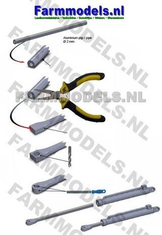 3D Cilinder zwart, Lengte in: 55 mm, Lengte uit: 95 mm, &Oslash; 3.88 mm + 20cm hydroliekleiding &Oslash; 0.8 mm            