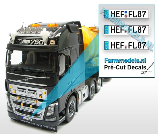 HEFFL87  3x DE Kennzeichenaufkleber Pr&eacute;-Cut Decals 1:32 Farmmodels.nl