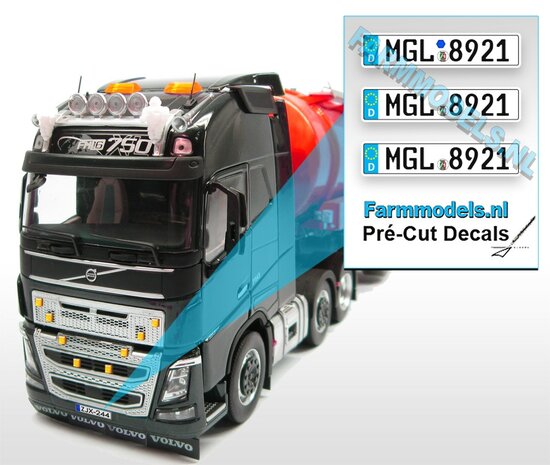 MGL8921  3x DE Kennzeichenaufkleber Pr&eacute;-Cut Decals 1:32 Farmmodels.nl