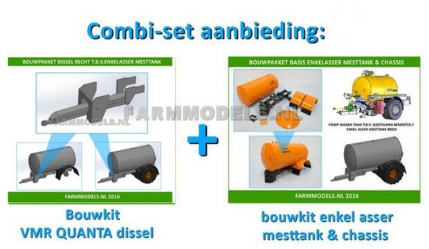 Combiset: 24835 + 24838 = VMR Quanta Dissel + enkel asser BASIS mesttank, 2x Bouwpakket 1:32 (HTD)