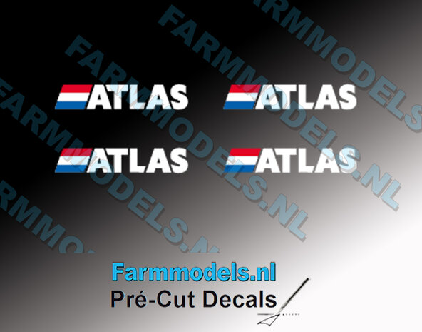 4x ATLAS deur logo + Nederlandse vlag 8,9 mm breed Decals 1:32 Farmmodels.nl 