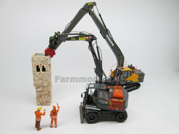 BOUWKIT Betonschaar/ Crusher ROOD OSHUMI FE500, geschikt voor S6/ S60 koppeling (o.a. Volvo EWR150, Volvo EC220LR, Liebherr 916, Atlas van AT) 1:32 