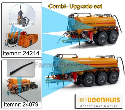 COMBI- UPGRADE SET: Koppelstuk &quot;Vrouw&quot; afsluiter voor mesttank nr. 24214 + Zuigslang &quot;Man&quot; nr. 24079, echt koppelbaar 1:32