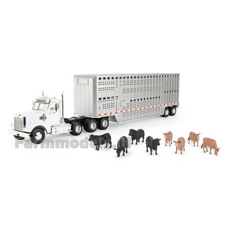 Freightliner 122SD semi met veetrailer en vee  ERTL 1:32 47362 