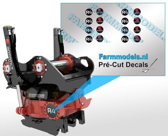 rototilt R4 stickerset 4x logo 4x naam Decals 1:32 Farmmodels.nl