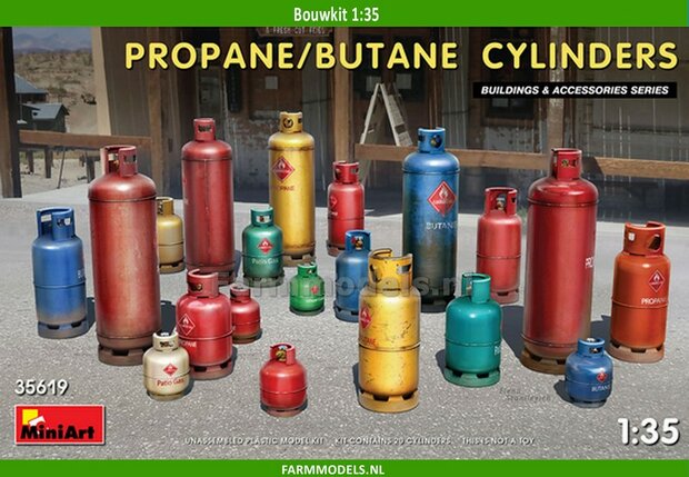 Propane/ Butane Cylinders  Bouwkit 1:35 (past perfect bij 1:32), MiniArt 35619