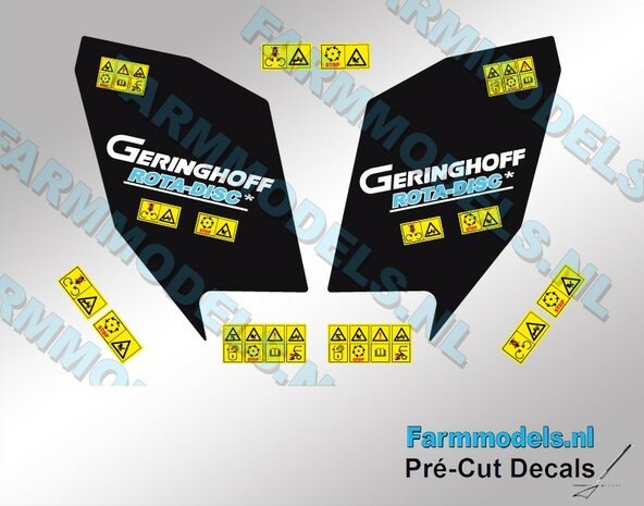 Geringhoff ROTA-DISC Stickerset voor 12 rijer  Pr&eacute;-Cut Decals 1:32 Farmmodels.nl