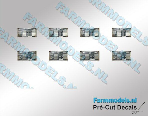 8x Chassisplaat type-A stickers Pr&eacute;-Cut Decals 1:32 Farmmodels.nl 