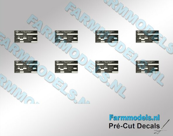 8x Chassisplaat type-C stickers Pr&eacute;-Cut Decals 1:32 Farmmodels.nl 