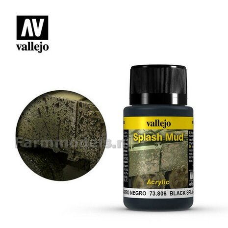 Vallejo Weathering fx black splash mud  40ml  73.806