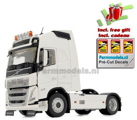 CLEAR WHITE VOLVO FH5 4x2 1:32 nu met gratis ANGLES MORTES stickerset MargeModels  MM2320-01 