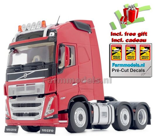 RED VOLVO FH5 6x2 1:32 nu met gratis ANGLES MORTES stickerset MargeModels  MM2321-03   