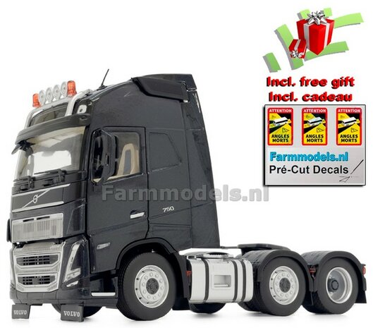 ANTHRACITE VOLVO FH5 6x2 1:32 nu met gratis ANGLES MORTES stickerset MargeModels  MM2321-02  