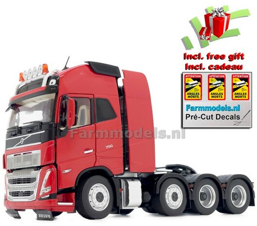 RED VOLVO FH5 8x4 1:32 nu met gratis ANGLES MORTES stickerset MargeModels  MM2322-03   