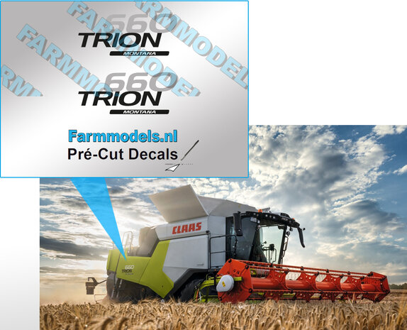 Claas Trion 660 &#039;Montana&#039; Type stickers voor Wiking Trion 750 Pr&eacute;-Cut Decals 1:32 Farmmodels.nl&nbsp;