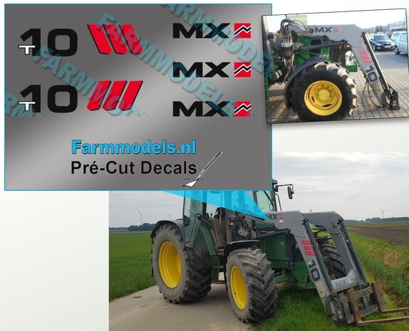 1x- complete set MX-T10 stickers, op transparante folie-Pr&eacute;-Cut-Decals-1:32-Farmmodels.nl