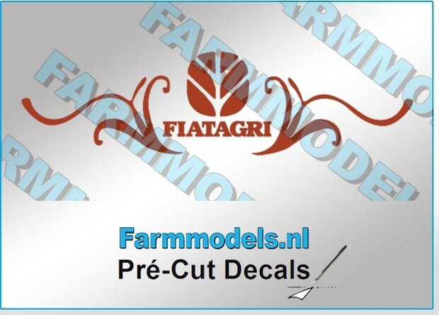 Fiatagri Front gewicht &#039;Tribal&#039; stickers, bruin. Geschikt voor meeste gewichten.  12x40 mm  Pr&eacute;-Cut Decal op transparant 1:32 Farmmodels.nl 