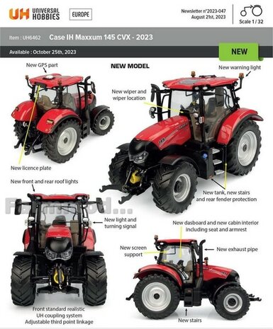 Case-IH Maxxum 145 CVX  2023 1:32 Universal Hobbies UH6462   